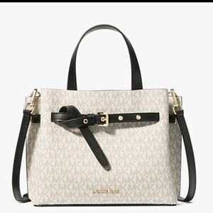 Michael Kors Emilia Black and Cream Signature Tote